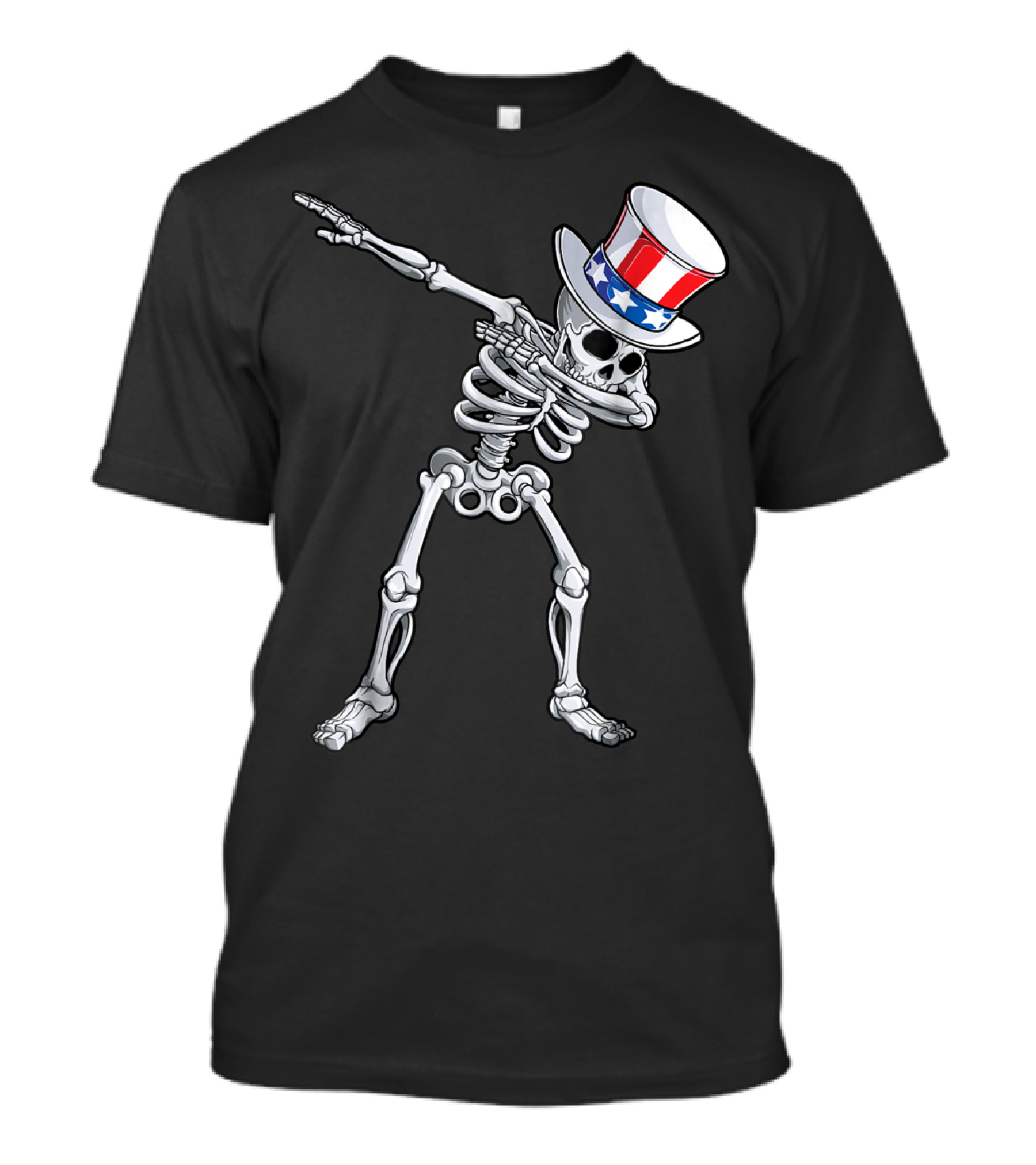 Dabbing Uncle Sam Skeleton Patriotic 4th Of July T-Shirt