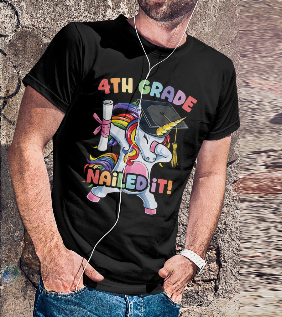 4th Grade Nailed It Dabbing Unicorn Graduation T-Shirt