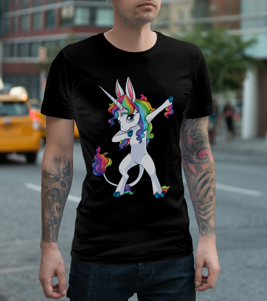 Dabbing Unicorn Party Squad Rainbow Dab T-Shirt