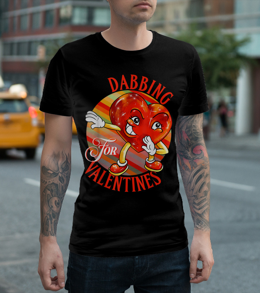 Dabbing Heart For Valentines Vintage Sunrise T-Shirt