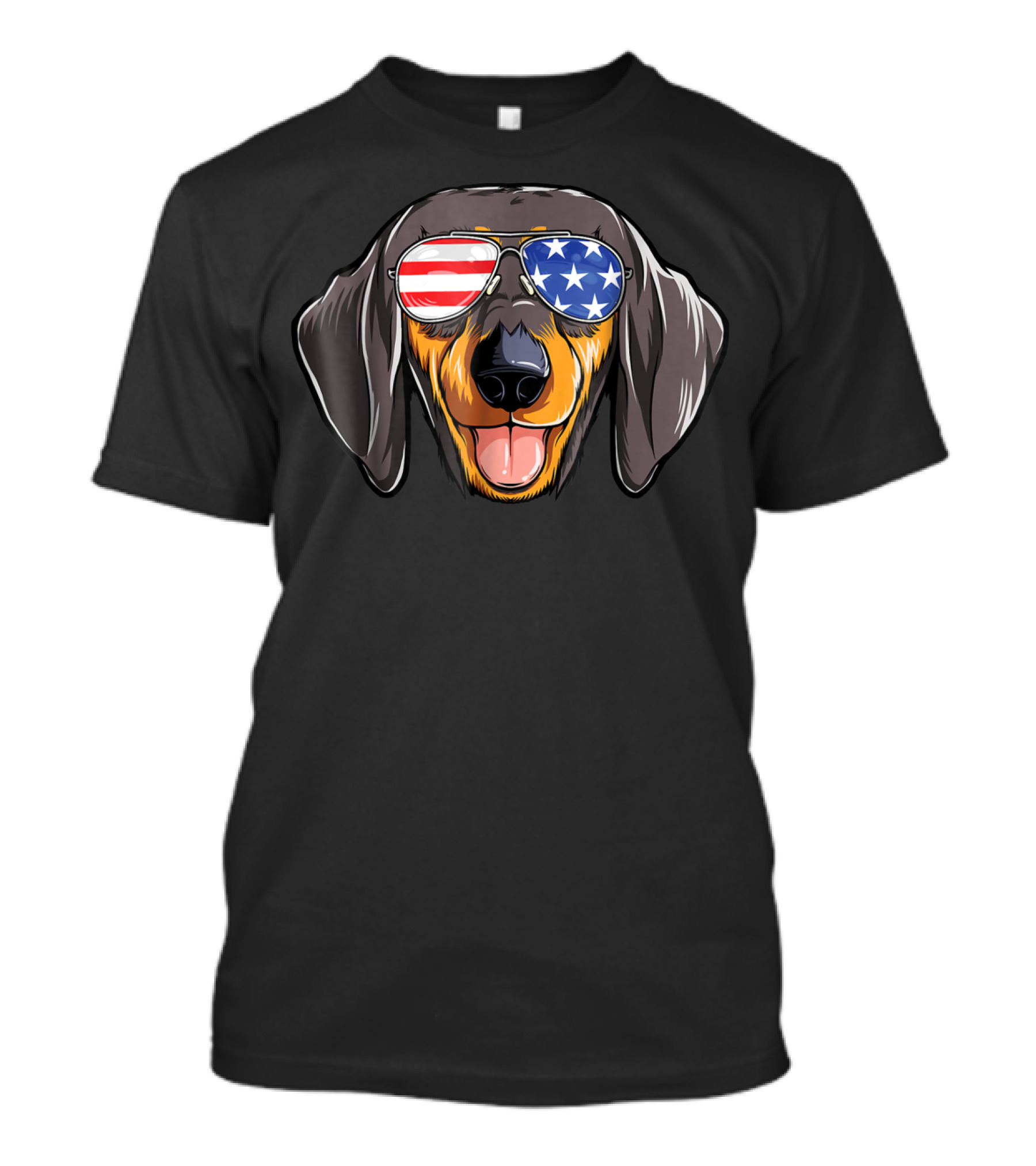 Dachshund Wearing American Flag Sunglasses 4th Of July Dog T-Shirt