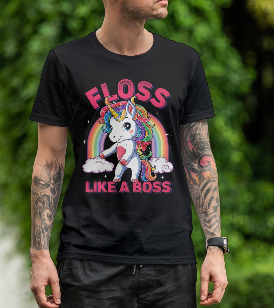 Floss Like A Boss Rainbow Unicorn Girls Squad T-Shirt