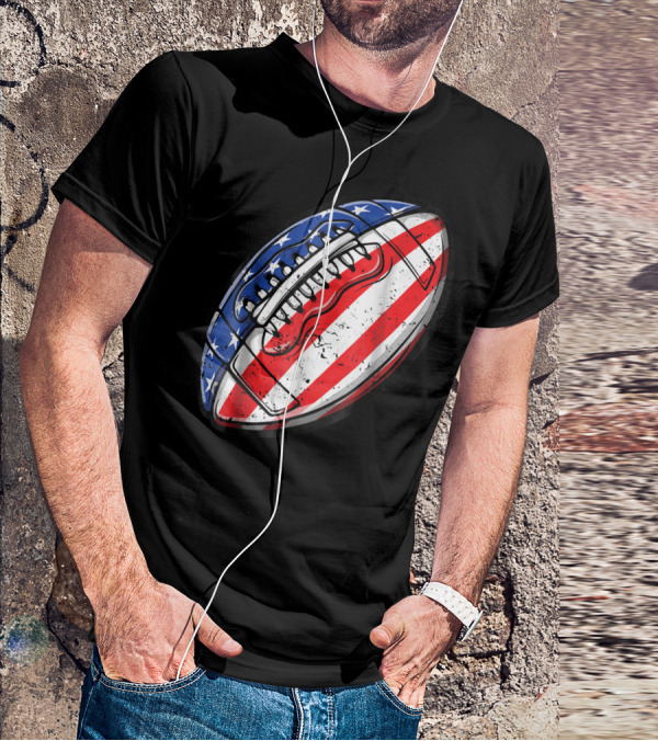 American Flag Football Fourth Of July T-Shirt
