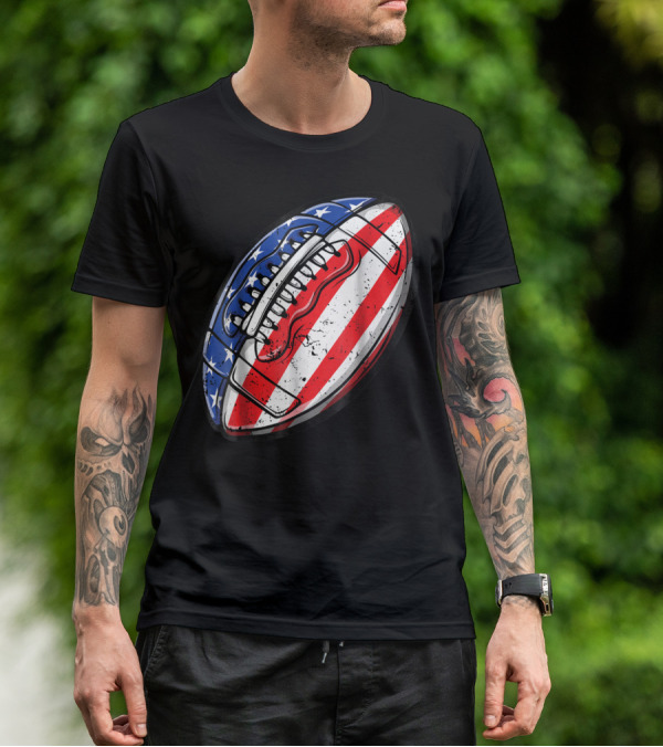 American Flag Football Fourth Of July T-Shirt