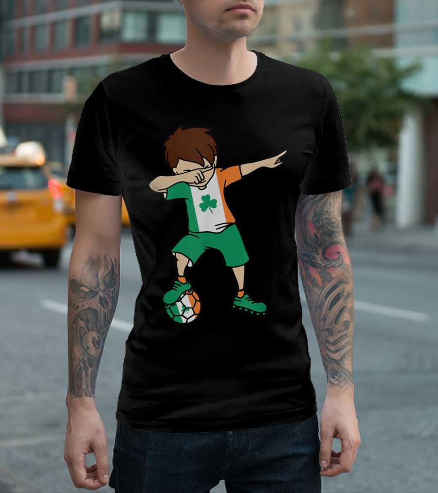 Dabbing Irish Soccer Clover Saint Patrick's Day T-Shirt