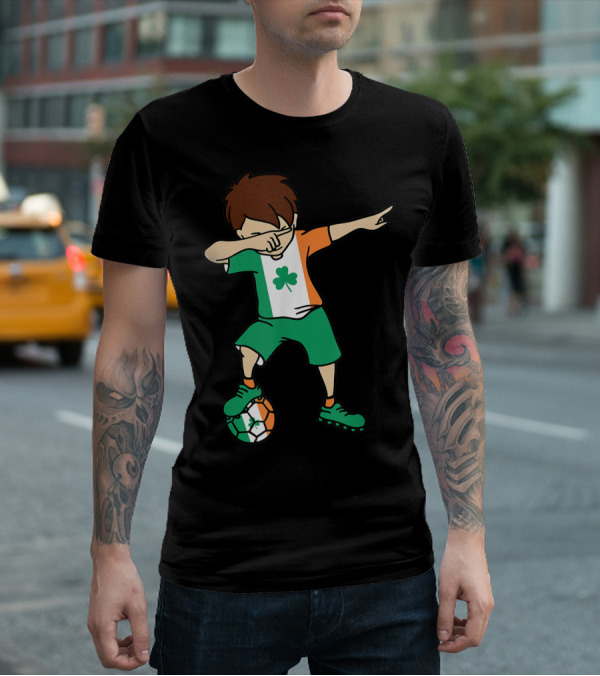Dabbing Irish Soccer Clover Saint Patrick's Day T-Shirt