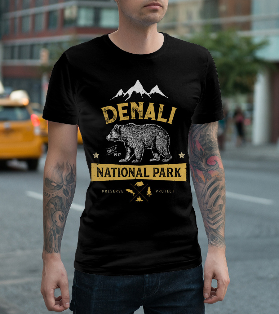 Denali National Park Since 1917 Bear Preserve Protect Alaska T-Shirt