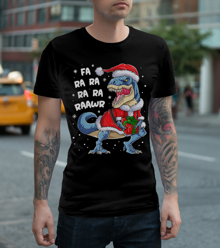 Fa Ra Ra Ra Rawr Dinosaur Christmas Rex Santa T-Shirt