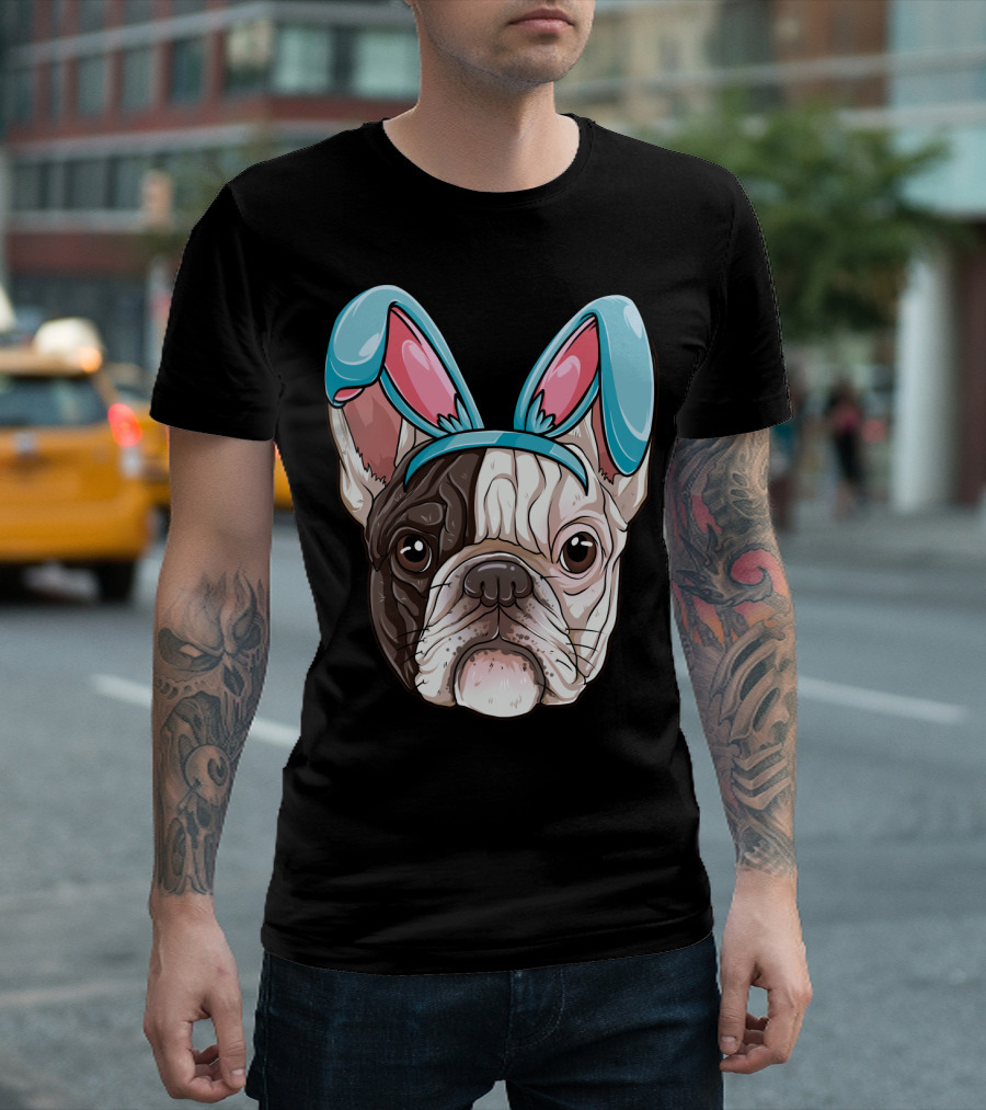 Easter Bunny Ears on French Bulldog Dog Boys Girl T-Shirt