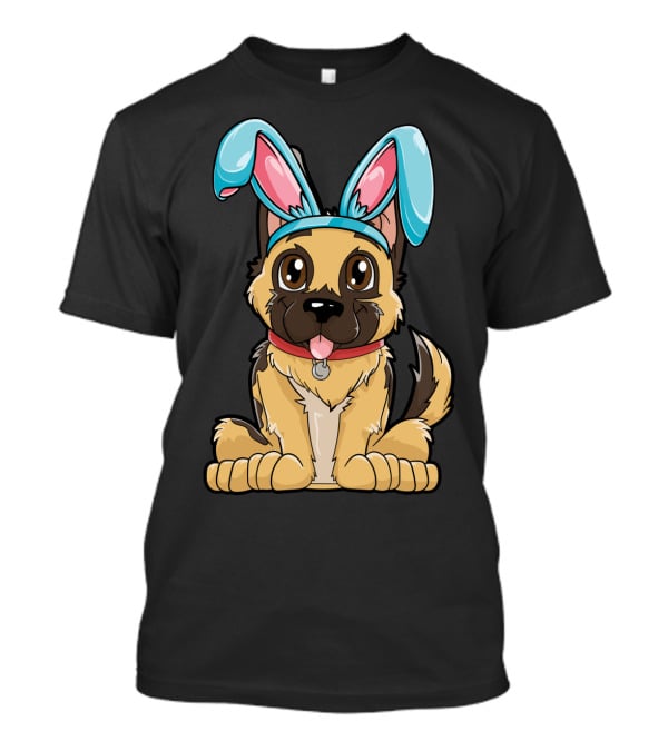Easter Bunny Ears Cute German Shepherd Puppy Boys Girl T-Shirt