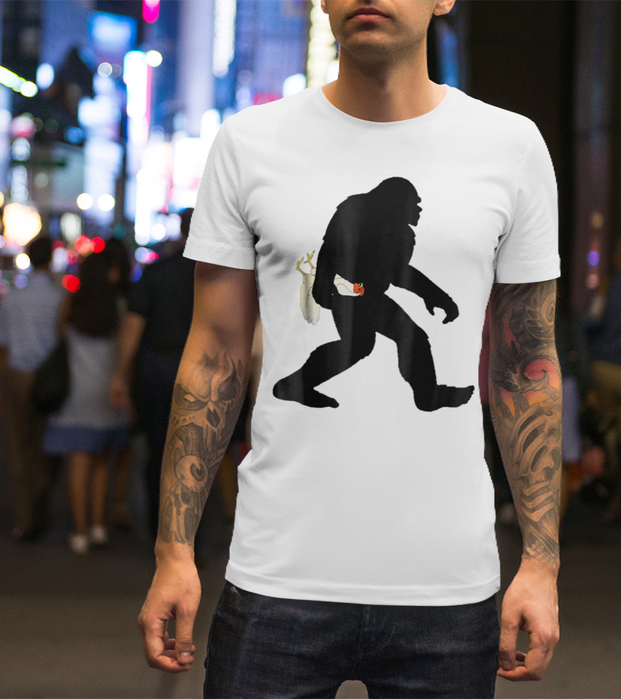 Funny Bigfoot Sasquatch Carrying Chicken Boys T-Shirt