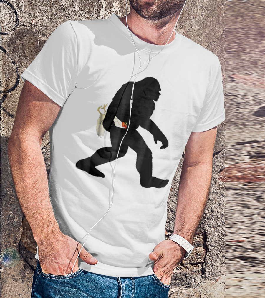 Funny Bigfoot Sasquatch Carrying Chicken Boys T-Shirt