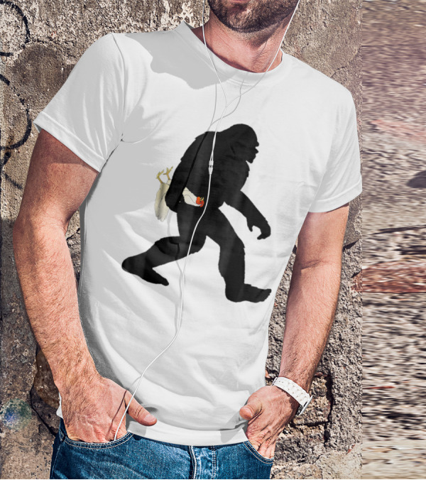 Funny Bigfoot Sasquatch Carrying Chicken Boys T-Shirt
