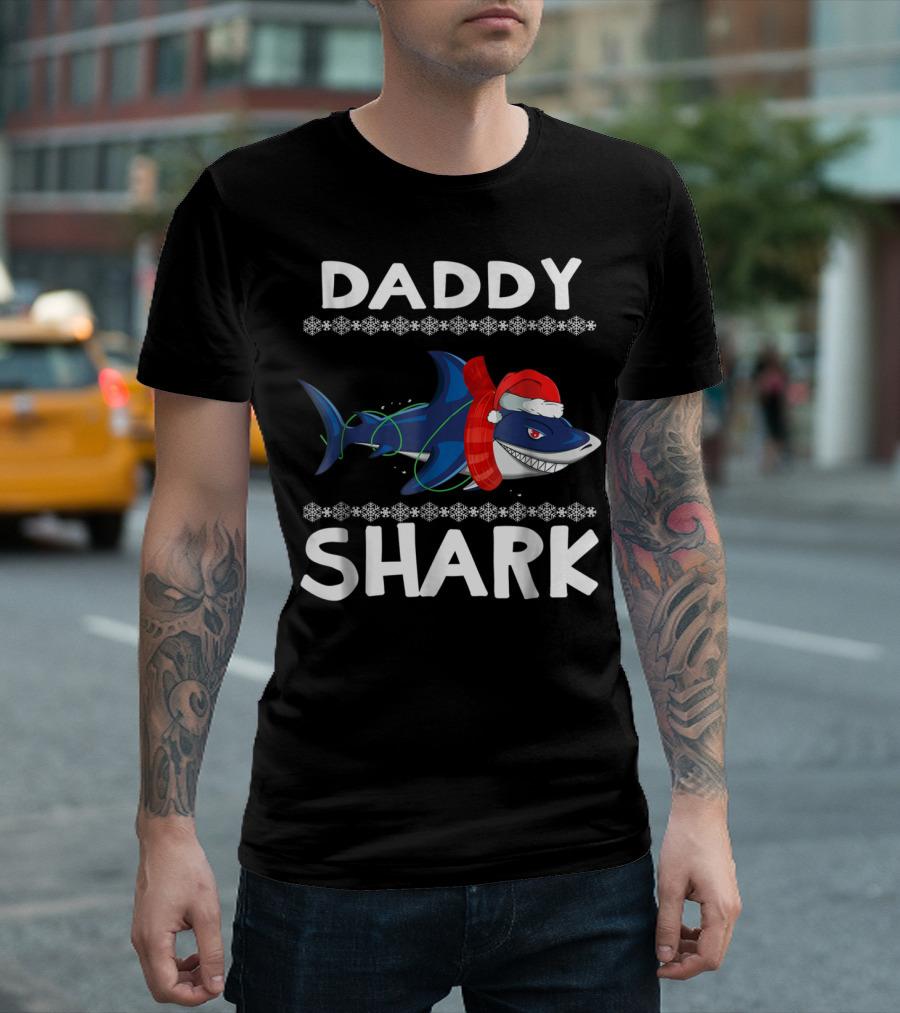 Daddy Shark Ugly Christmas Family Holiday T-Shirt
