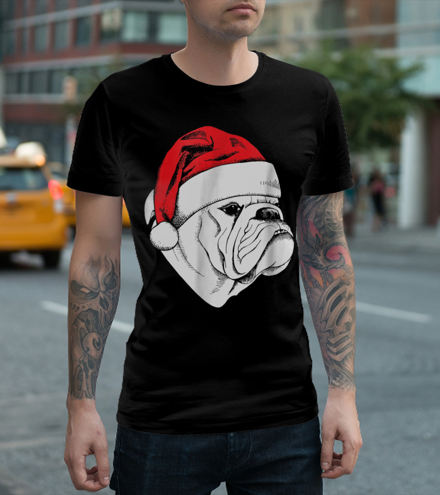 English Bulldog Santa Christmas T-Shirt