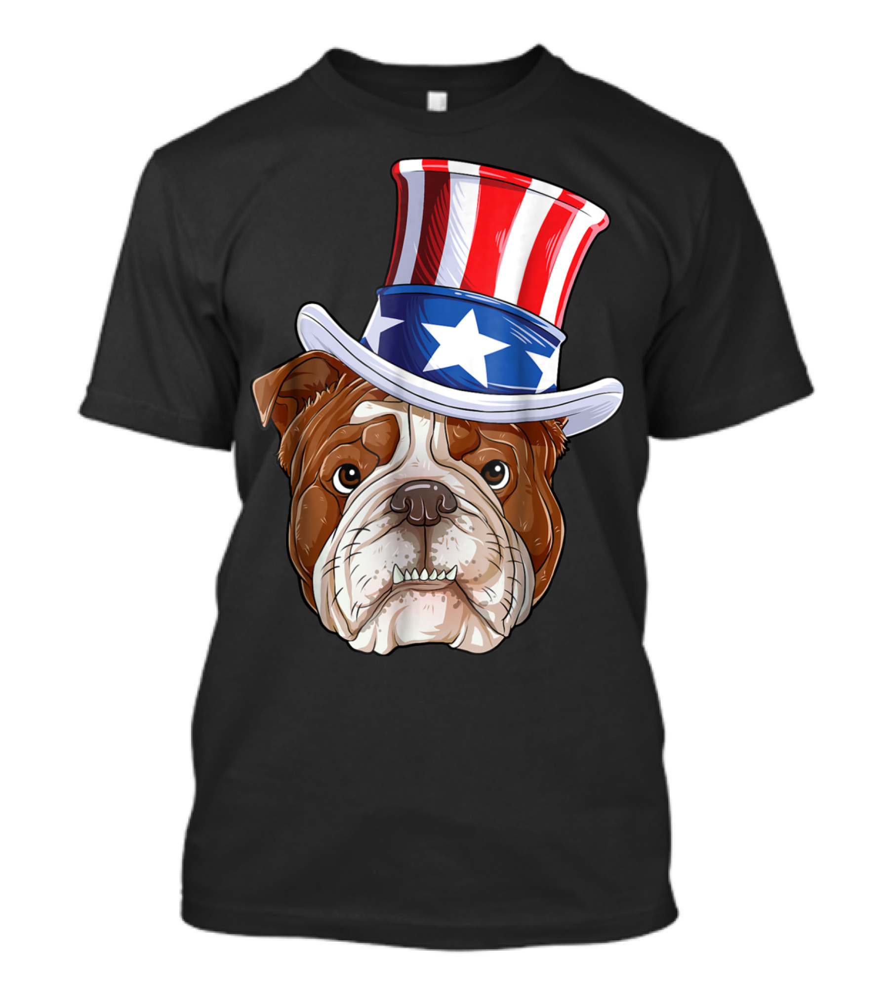 English Bulldog Wearing Uncle Sam Hat 4th Of July T-Shirt