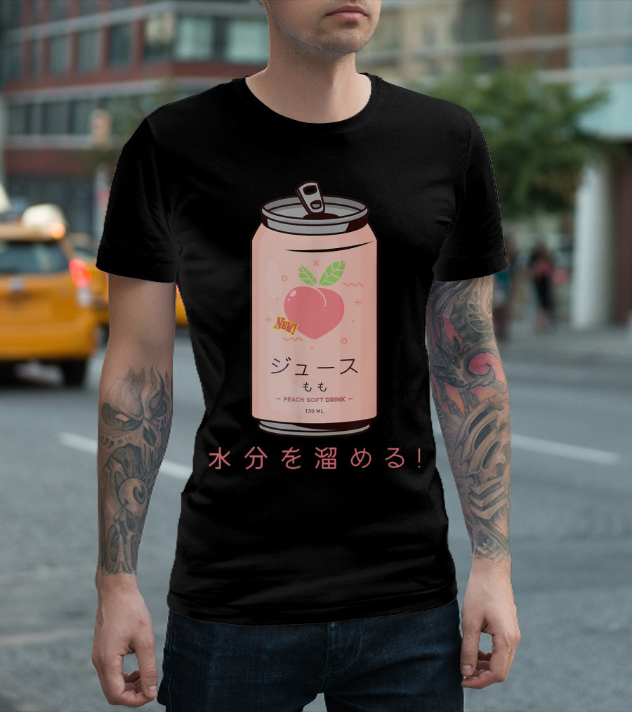 90s Japanese Aesthetic Peach Soft Drink Juice Can 150ML T-Shirt
