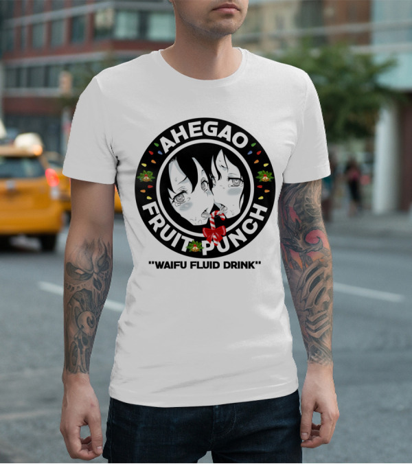 Ahegao Fruit Punch Waifu Fluid Drink Merry Christmas Lewd Anime T-Shirt