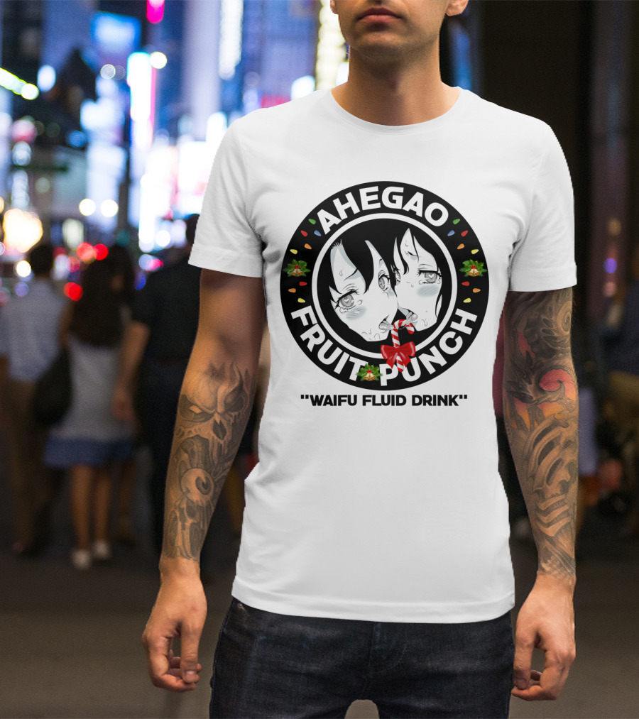 Ahegao Fruit Punch Waifu Fluid Drink Merry Christmas Lewd Anime T-Shirt