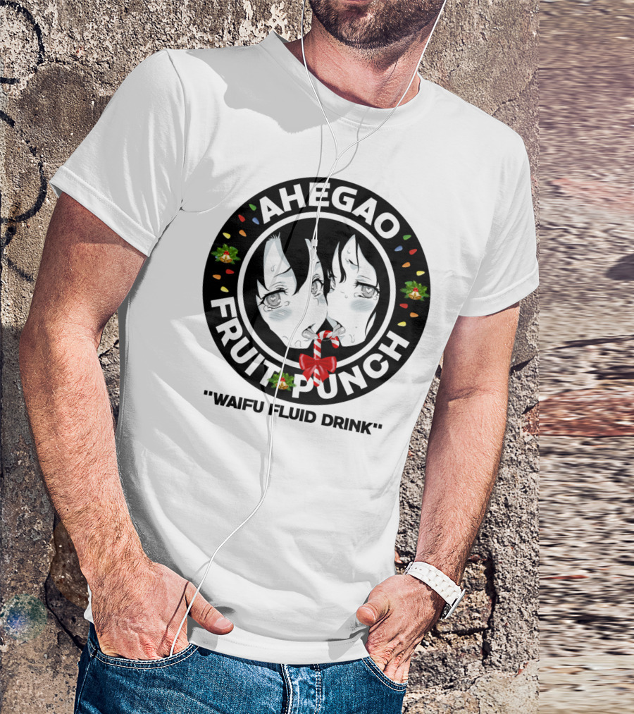 Ahegao Fruit Punch Waifu Fluid Drink Merry Christmas Lewd Anime T-Shirt