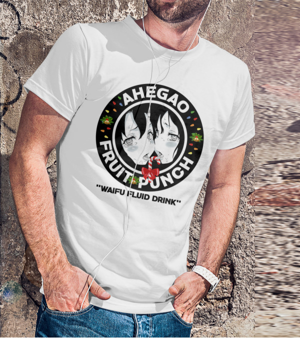 Ahegao Fruit Punch Waifu Fluid Drink Merry Christmas Lewd Anime T-Shirt