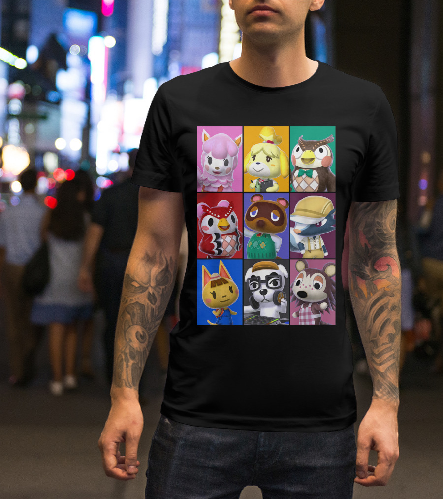Animal Crossing Character Grid Featuring Isabelle And Tom Nook T-Shirt