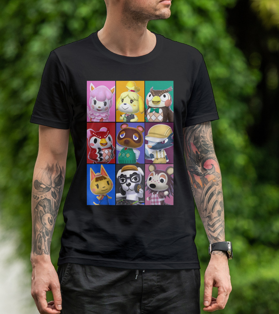 Animal Crossing Character Grid Featuring Isabelle And Tom Nook T-Shirt