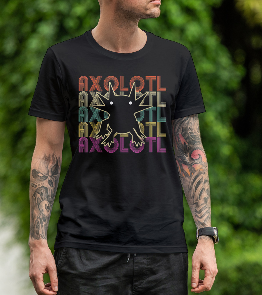 Axolotl Axolotl Retro Multicolor Outline T-Shirt