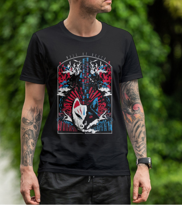 Babymetalfcus Wall Of Death Katana Mask Warriors Flames Red Blue Japan T-Shirt