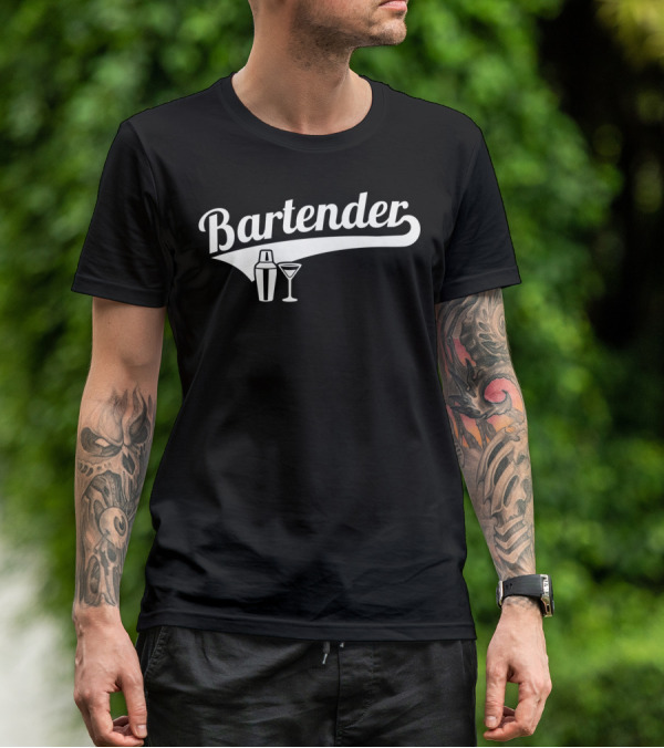 Bartender Cocktail Shaker And Martini Glass T-Shirt