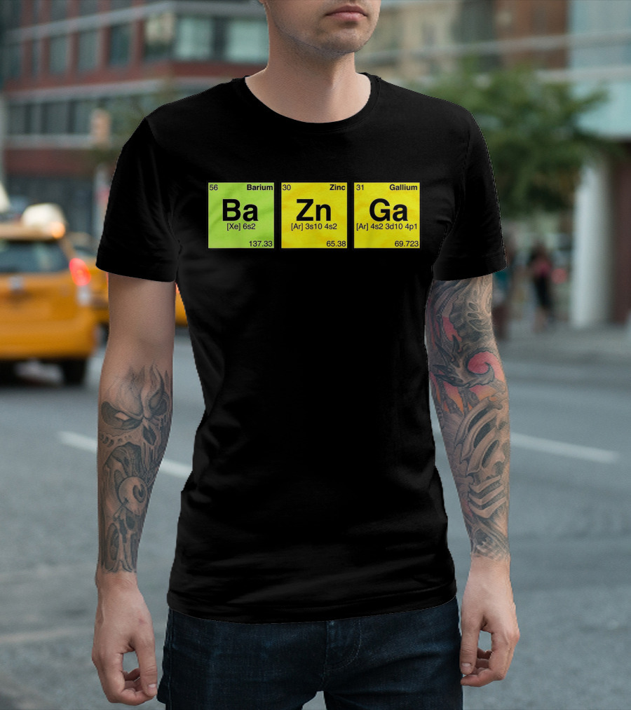 Bazinga Periodic Table Ba Zn Ga Chemistry Elements T-Shirt