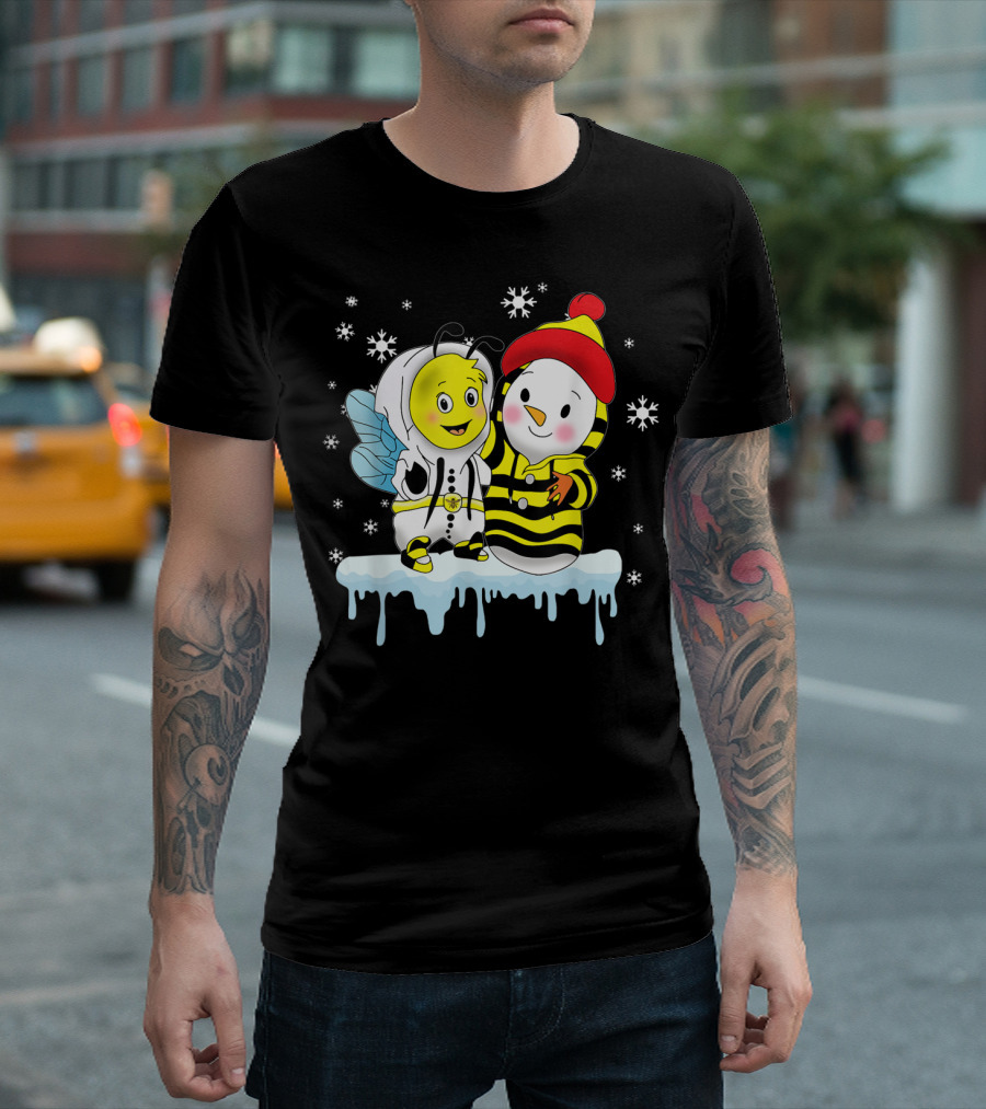 Snowman And Bee Holiday Friendship T-Shirt