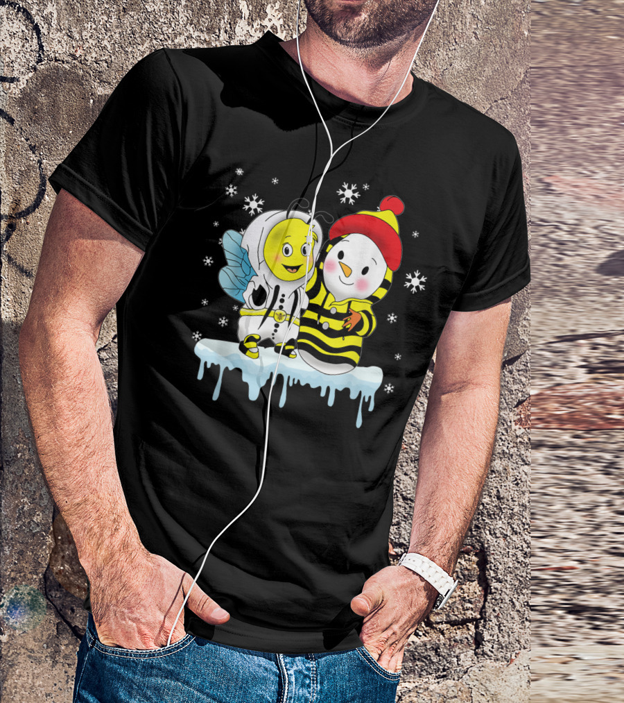 Snowman And Bee Holiday Friendship T-Shirt