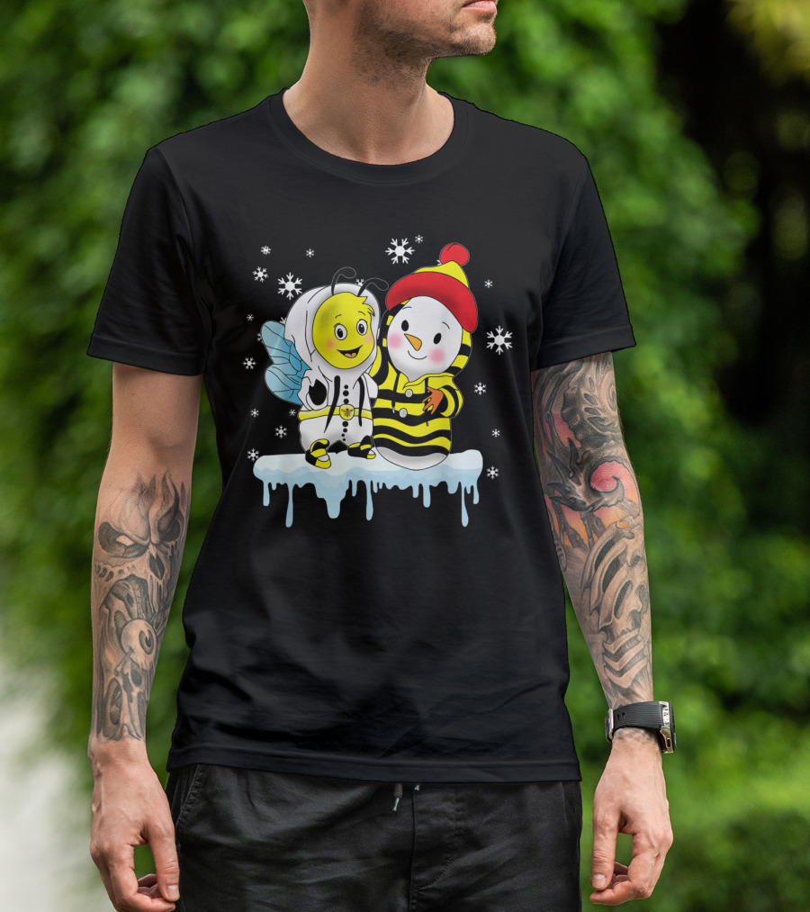 Snowman And Bee Holiday Friendship T-Shirt