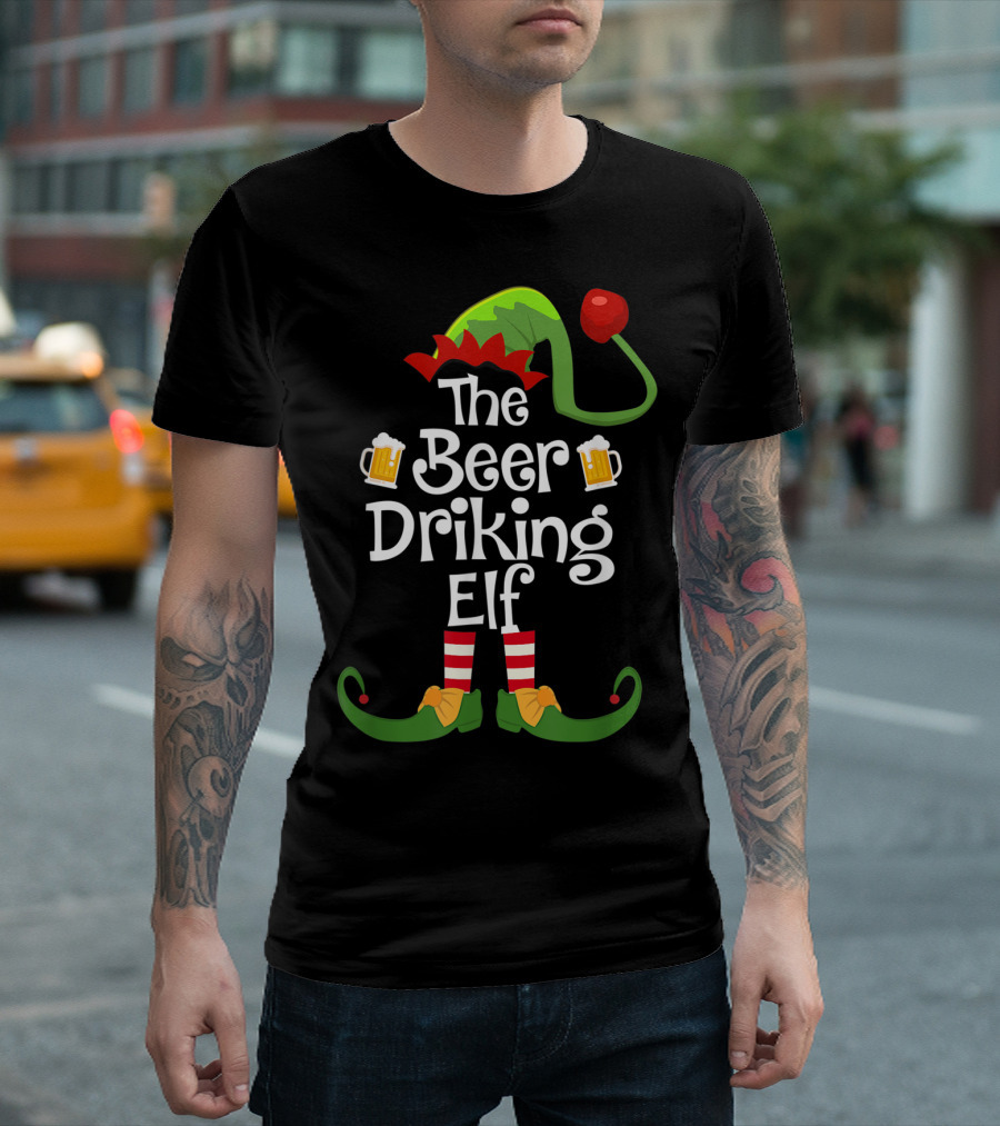 The Beer Drinking Elf Matching Family Group Christmas T-Shirt