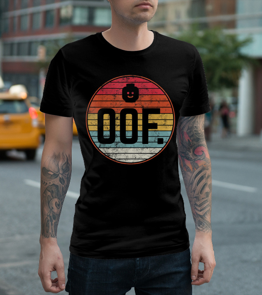 Big Oof Gaming Funny Dank Noob Gamer Retro OOF With Blockhead T-Shirt