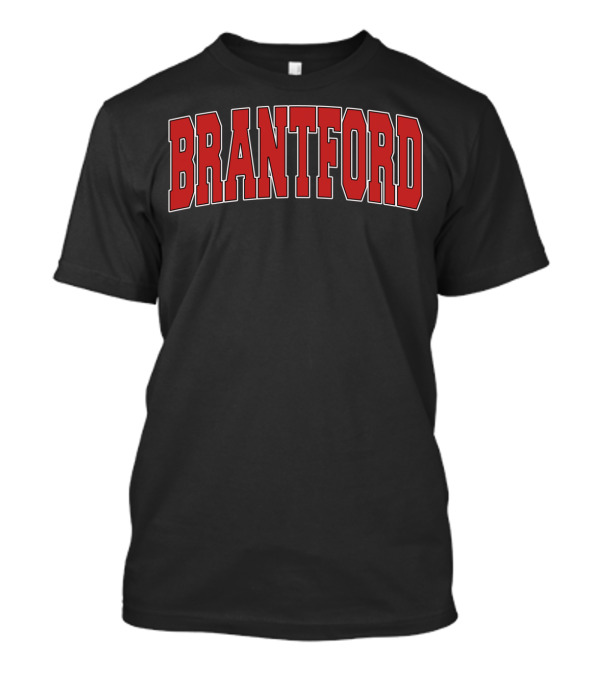 Brantford Canada Varsity Style Red Block Lettering T-Shirt