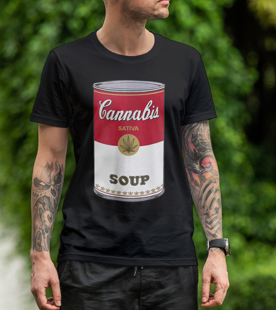 Cannabis Sativa Soup Can With Red And White T-Shirt
