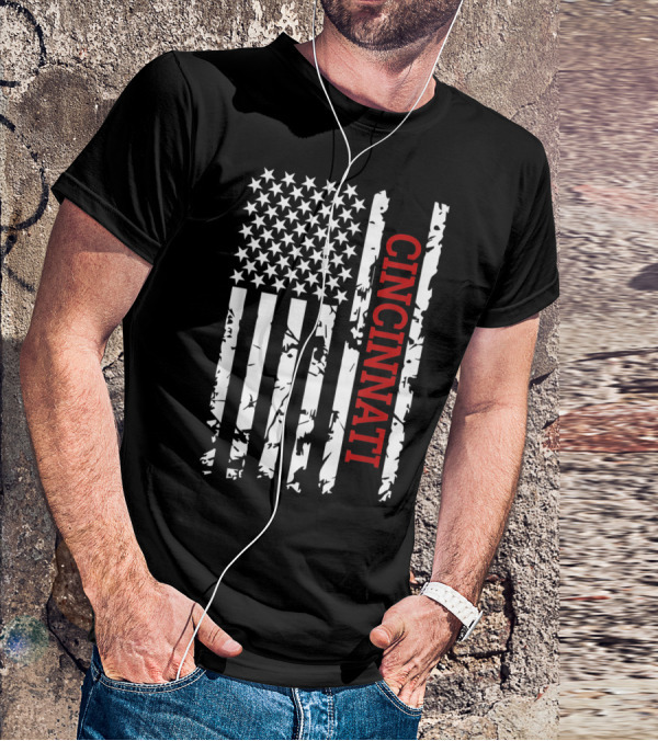 Cincinnati American Flag Grunge T-Shirt