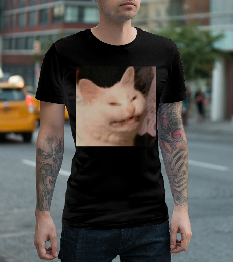 Confused Laughing Cat Meme Expression T-Shirt