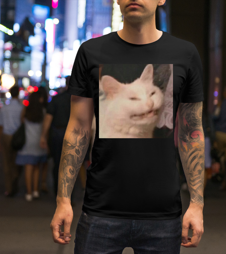 Confused Laughing Cat Meme Expression T-Shirt
