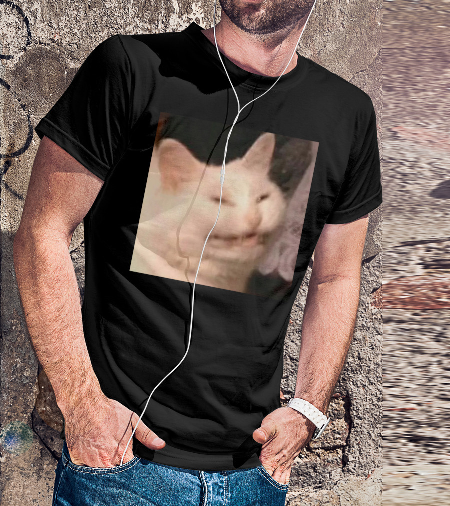 Confused Laughing Cat Meme Expression T-Shirt