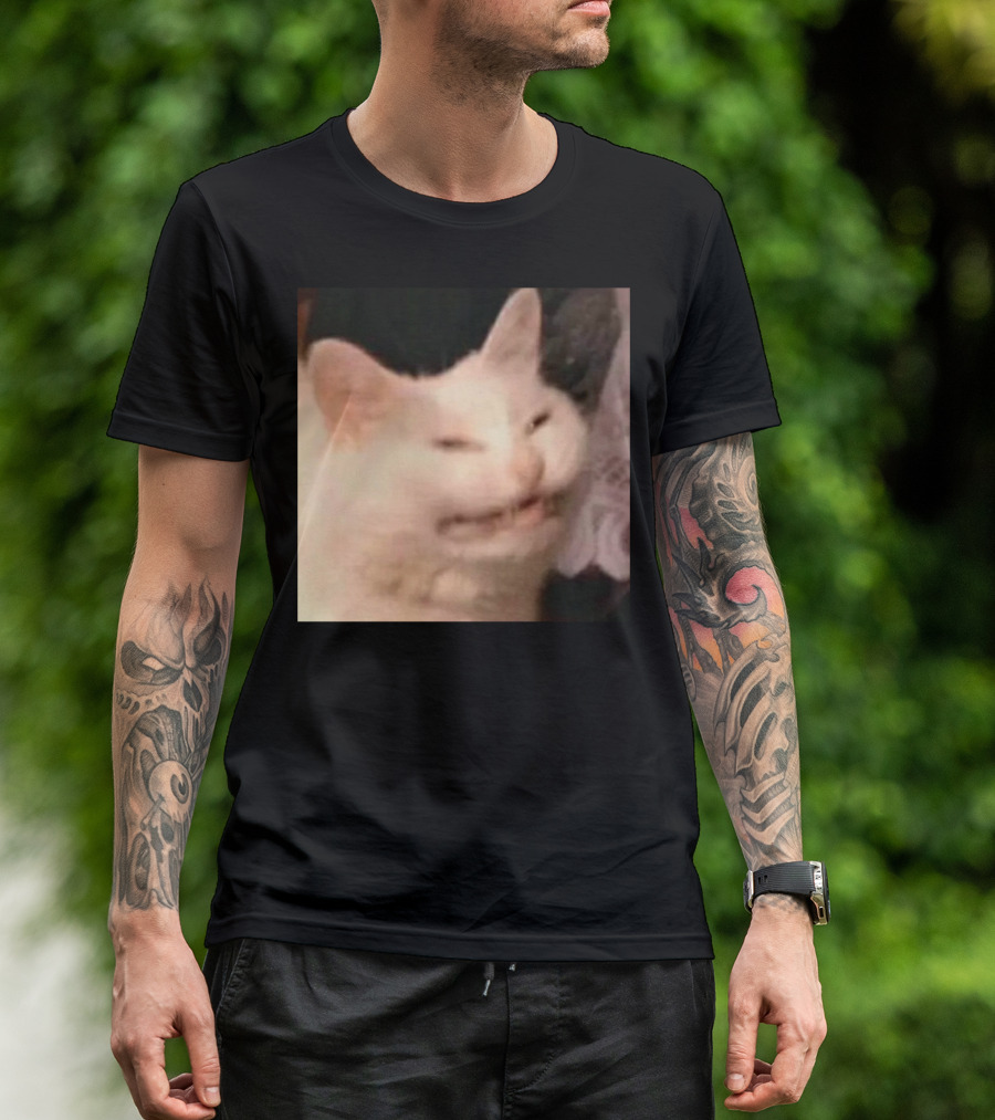 Confused Laughing Cat Meme Expression T-Shirt
