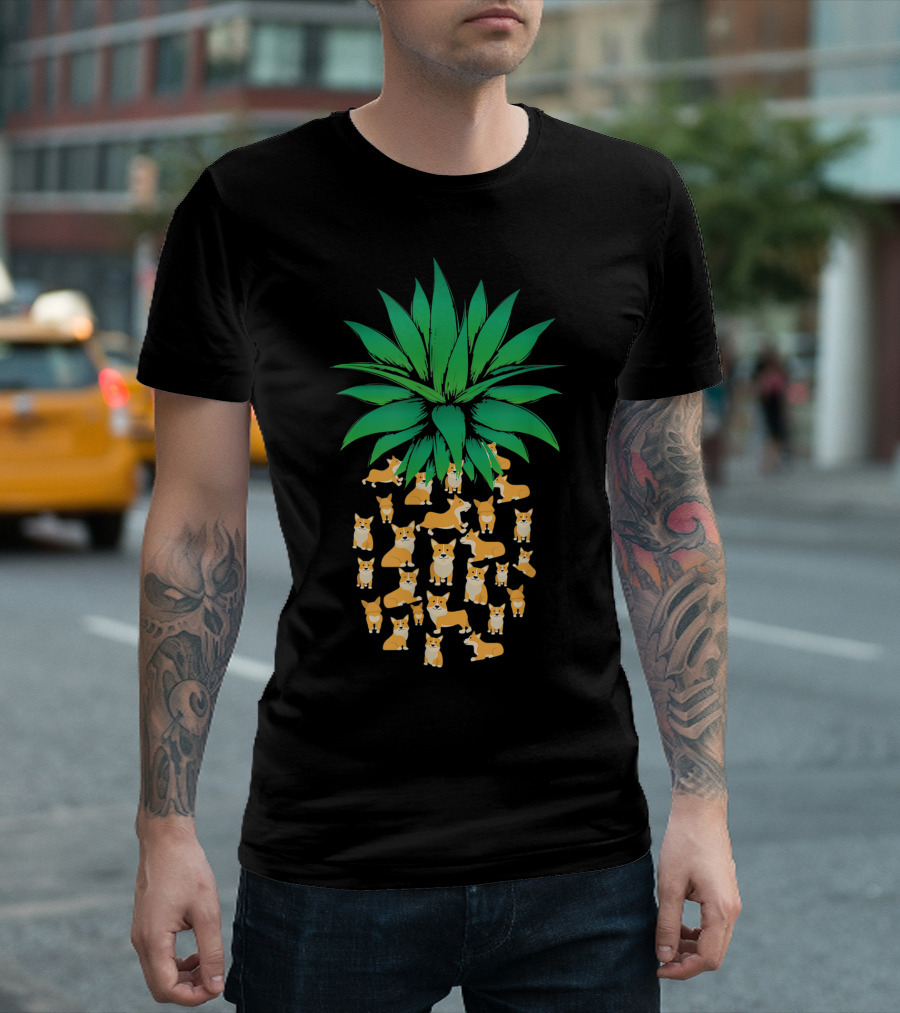 Cute Pembroke Welsh Corgi Pineapple Dogs T-Shirt