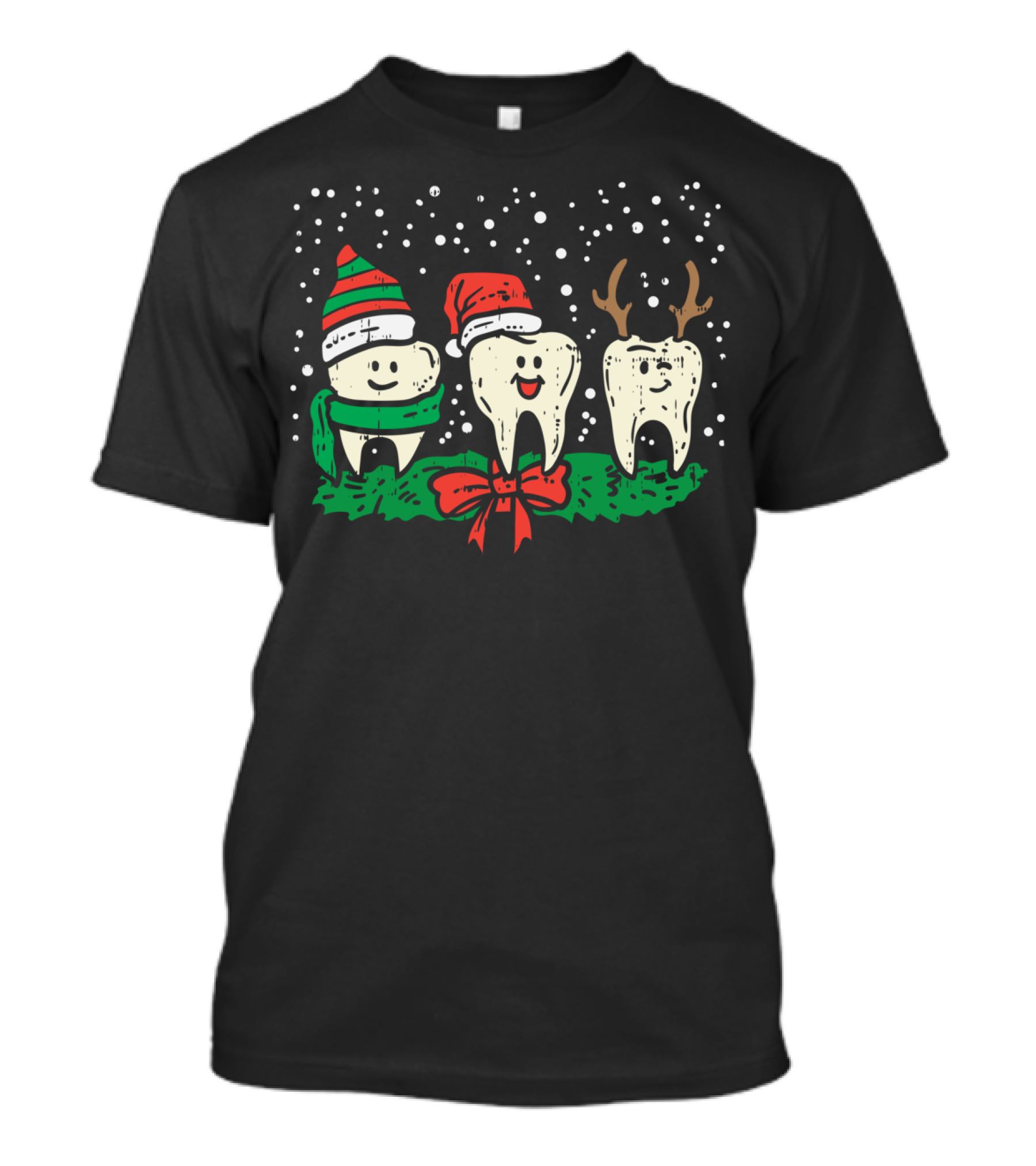 Dental Cute Christmas Santa Reindeer Snow Teeth T-Shirt
