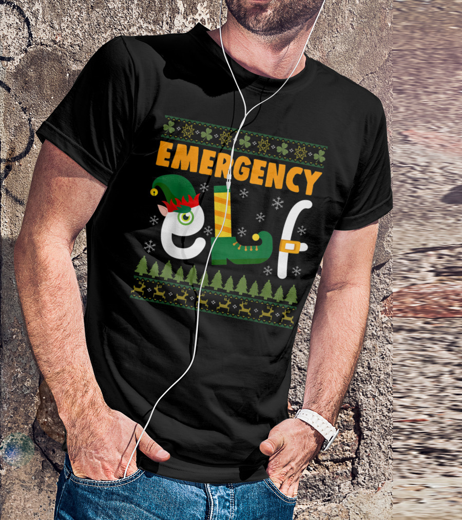 Emergency Elf Christmas Sweater With Festive T-Shirt