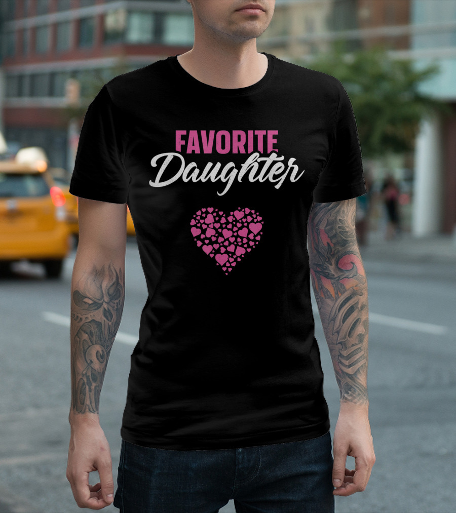 FAVORITE DAUGHTER Heart Pattern Mother's Day T-Shirt