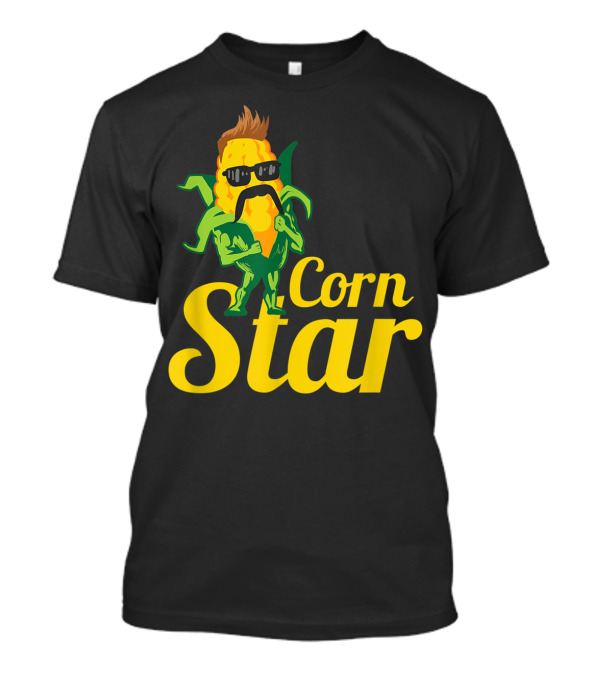 Funny Corn Star With Sunglasses And Mustache Maize Character T-Shirt