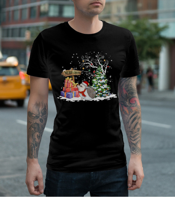 Merry Christmas Funny Hedgehog Santa Christmas Hedgehog Lover T-Shirt