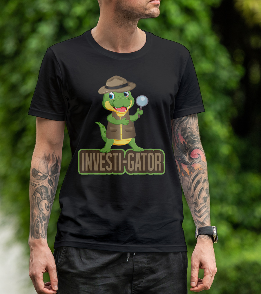 Investi-Gator Detective Alligator Funny Investigator Pun T-Shirt